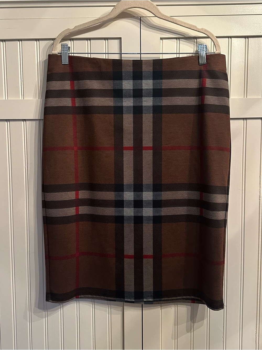 NYCC Tailored Brown Plaid Pencil Skirt Size L